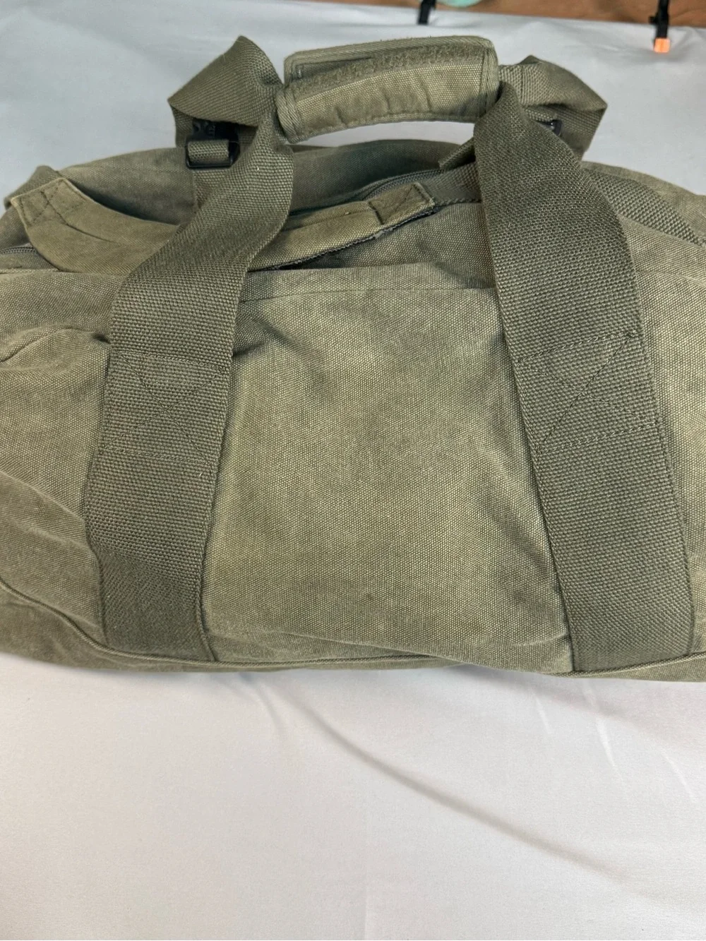 L.L. Bean Olive Canvas Duffel Bag Duo